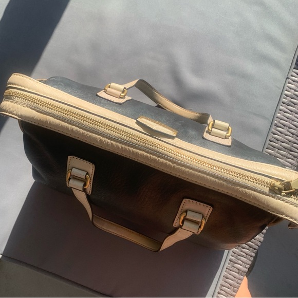 Marc Jacobs Spot On Colorblocked Large Satchel black and brown - Picture 10 of 14